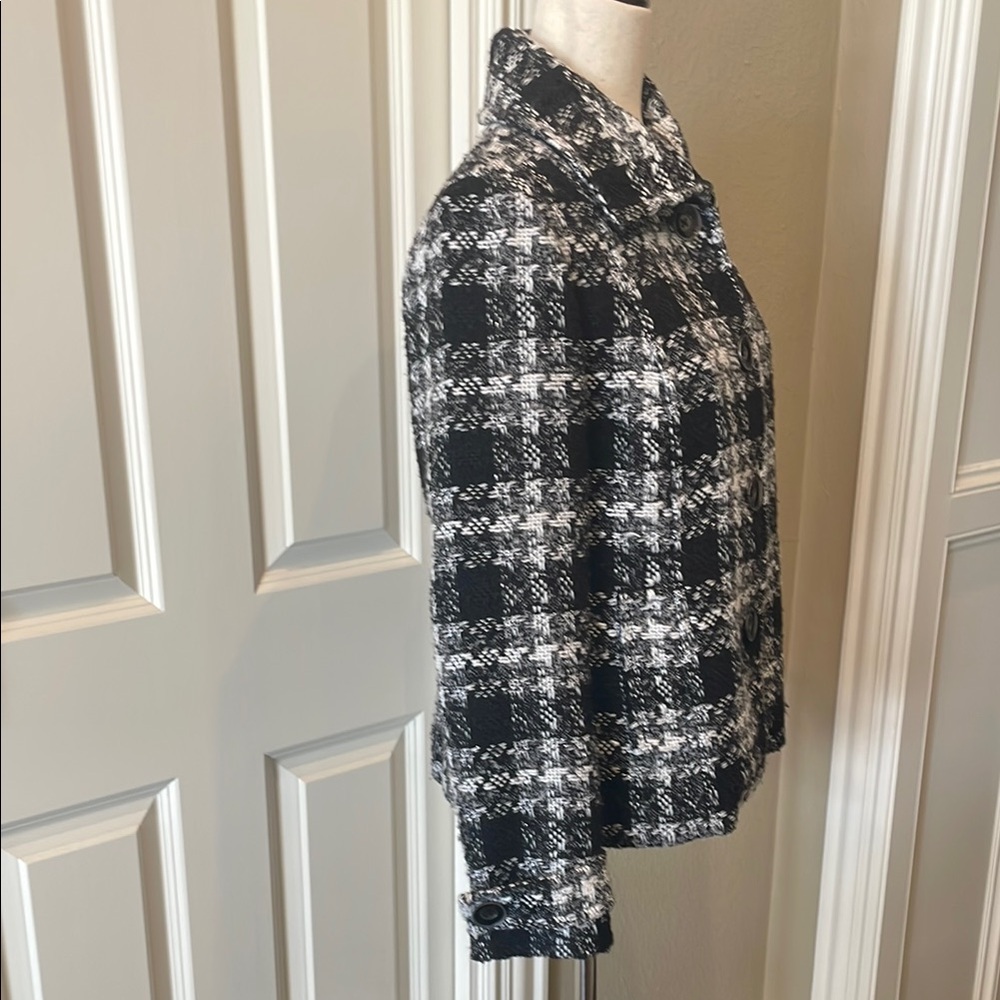 Chico's Plaid Textured/Tailored Blazer/Jacket Black/White 8 - Picture 2 of 7